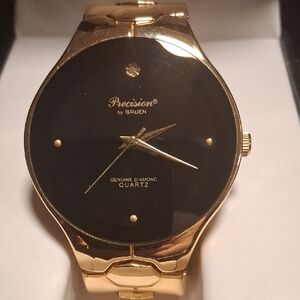 Gruen Precision Gold Tone Diamond Watch with box, 1990s - Vintage Collection